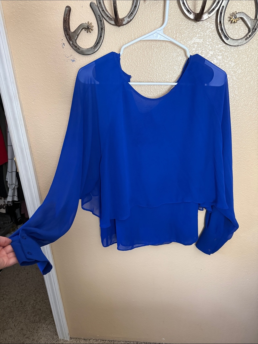 Women's Blue Layered Chiffon Blouse